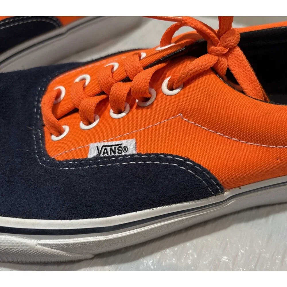 Vans Era NEON ORANGE/DRESS BLUES Suede/Canvas Lace Sneakers Men 10.5 Women 12
